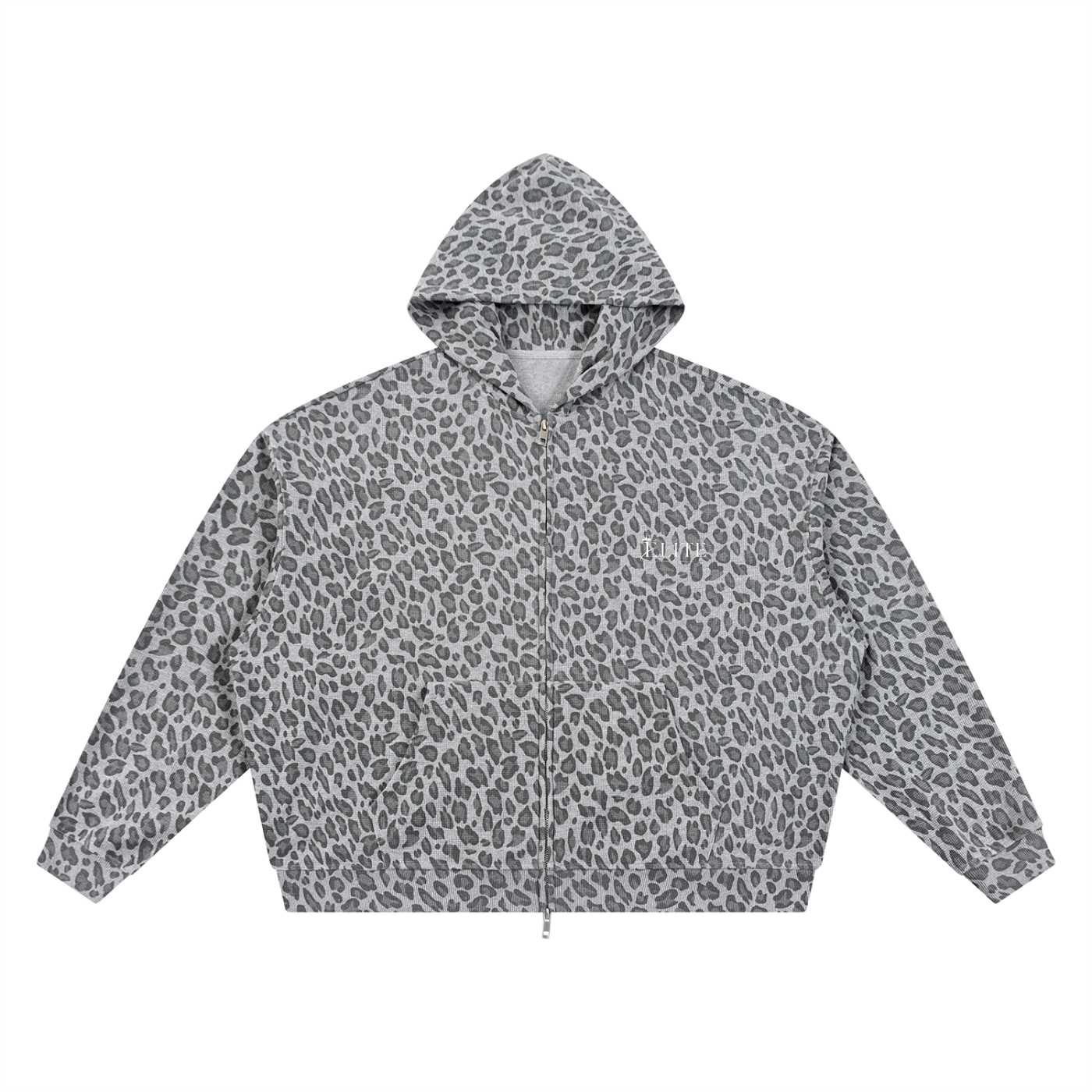 ELITE | Unisex Leopard Print Waffle Full Zip Hoodie