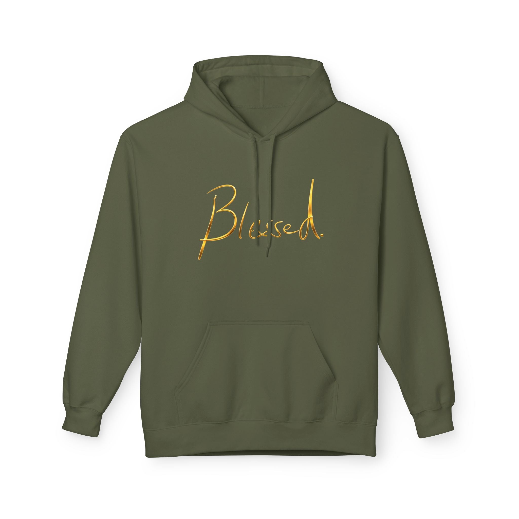 Blessed Hoodie — Minimal Gold Calligraphy Pullover (Personalized Name Option)