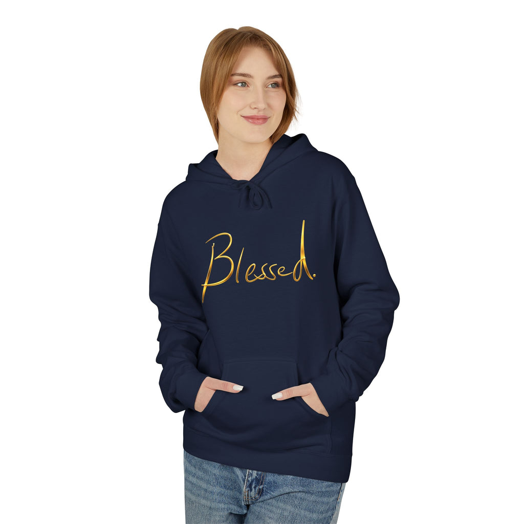 Blessed Hoodie — Minimal Gold Calligraphy Pullover