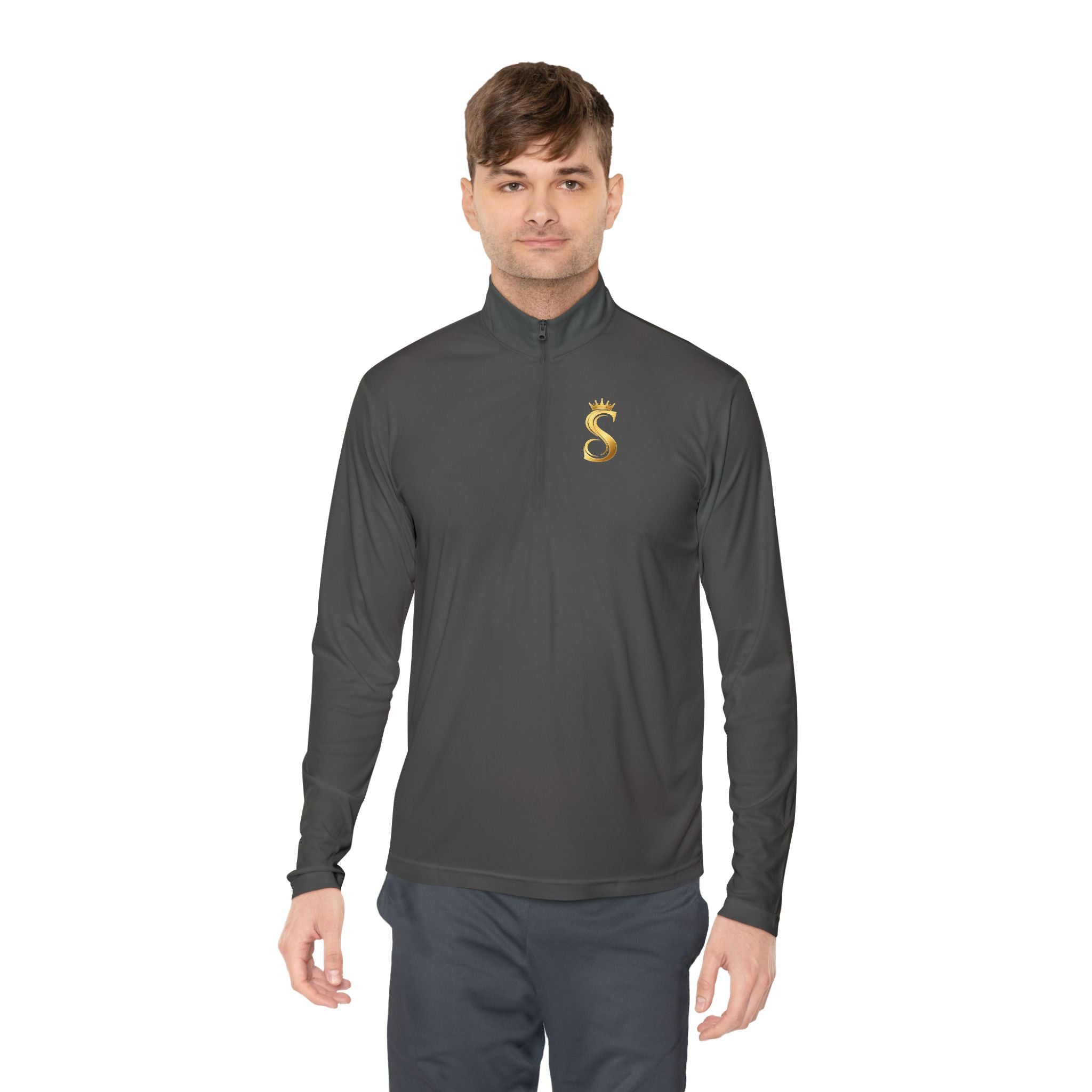 Quarter-Zip Pullover — Gold 'Raised King' Crown Graphic