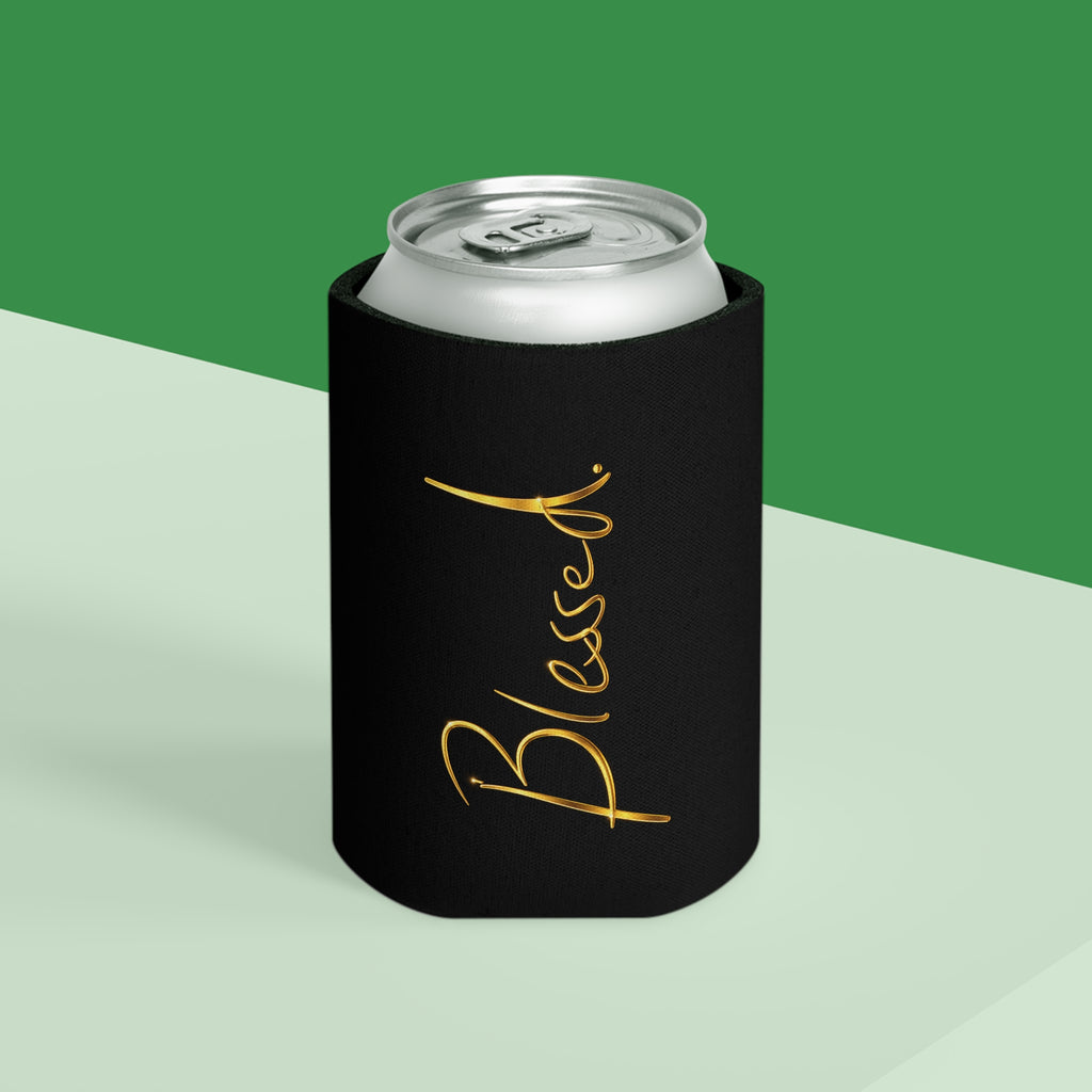 Blessed Can Cooler – Gold Script Insulated Soda & Beer Koozie