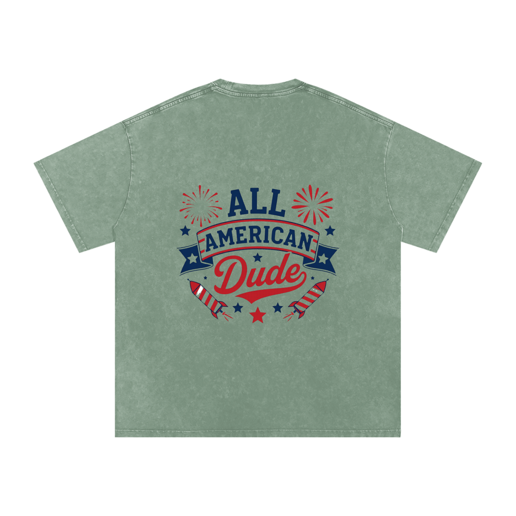 DOMINUS | Camiseta de Algodão Oversized All American Dude, com Lavagem Snow