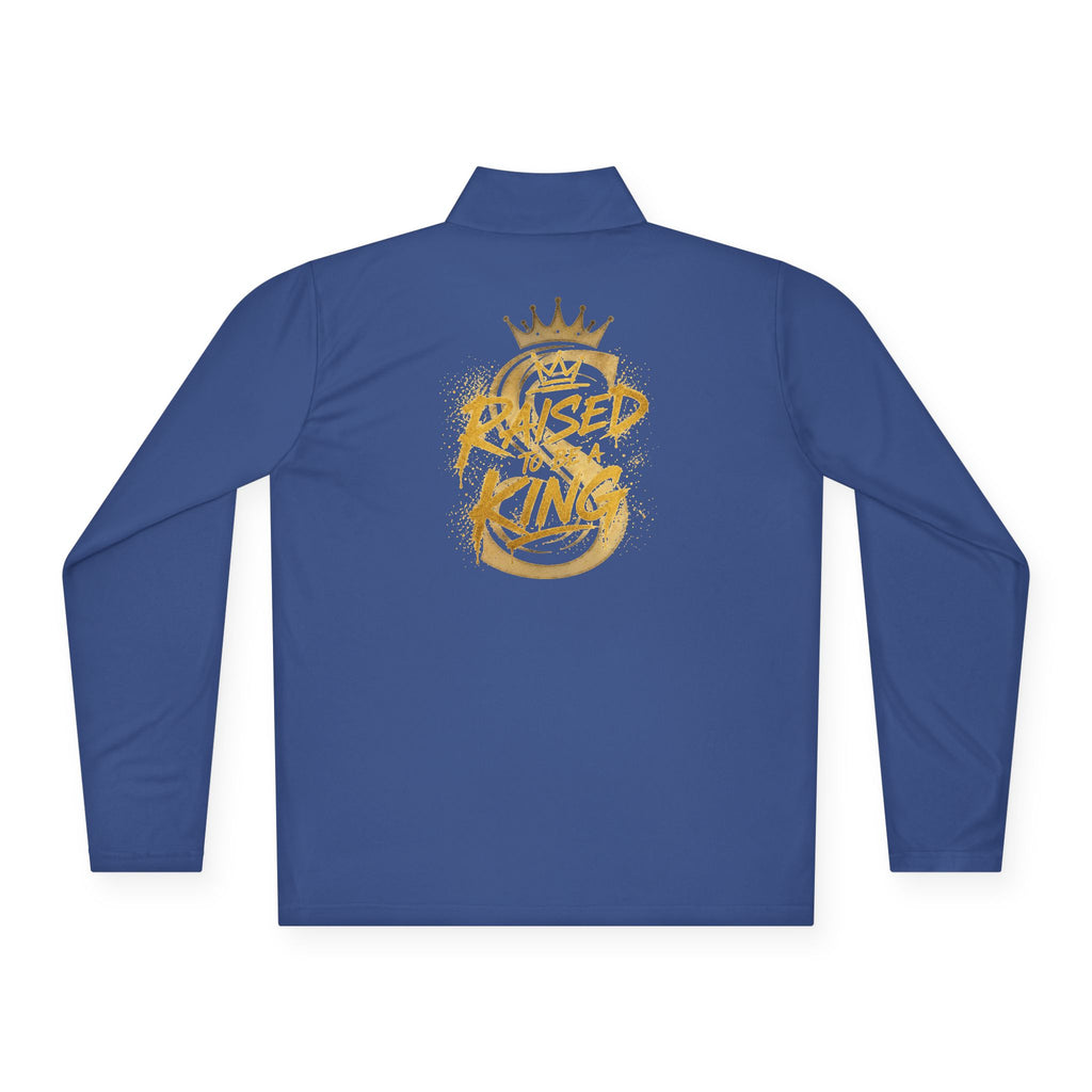 Quarter-Zip Pullover — Gold 'Raised King' Crown Graphic