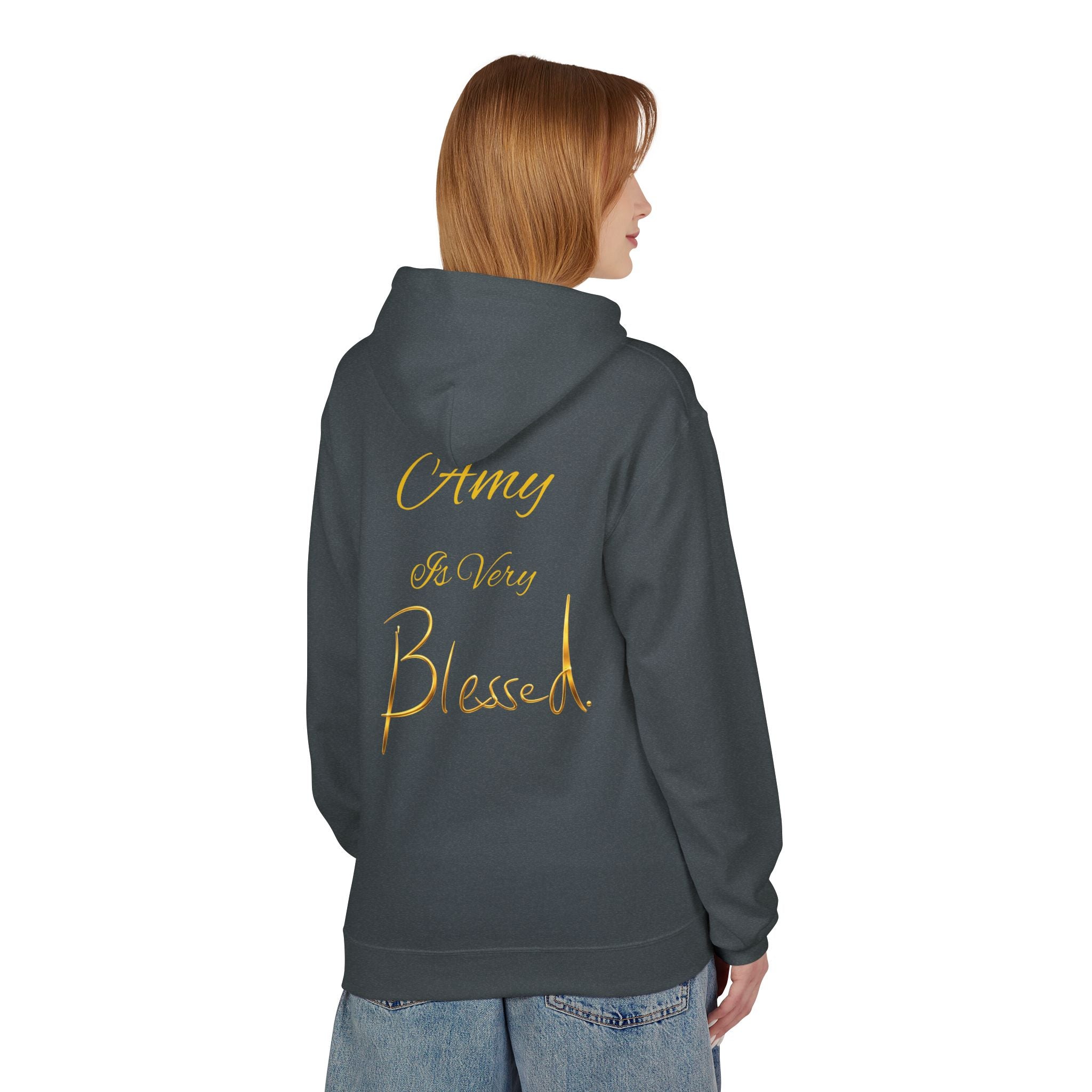 Blessed Hoodie — Minimal Gold Calligraphy Pullover (Personalized Name Option)