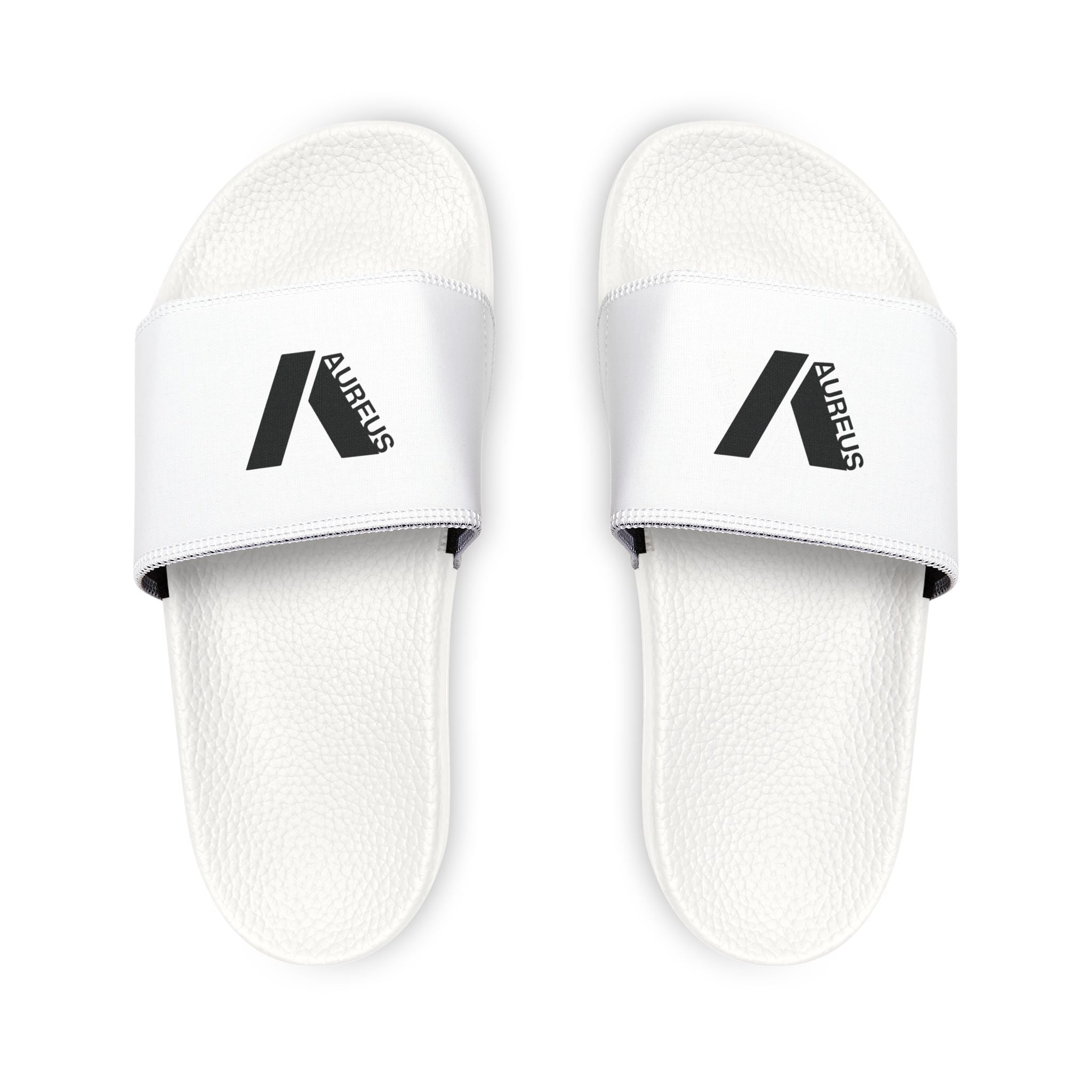 Men's Removable-Strap Slide Sandals, White/Black with Large Logo