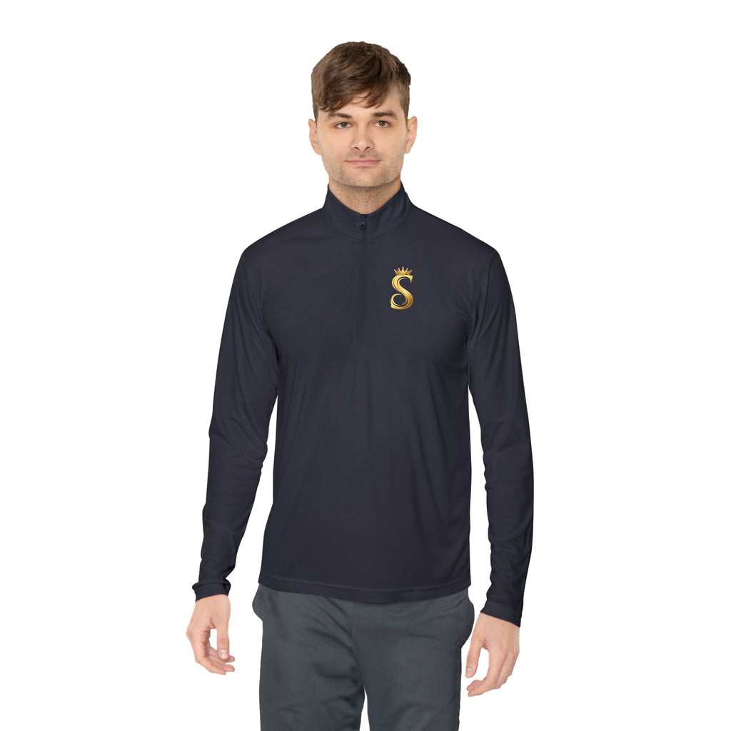 Quarter-Zip Pullover — Gold 'Raised King' Crown Graphic