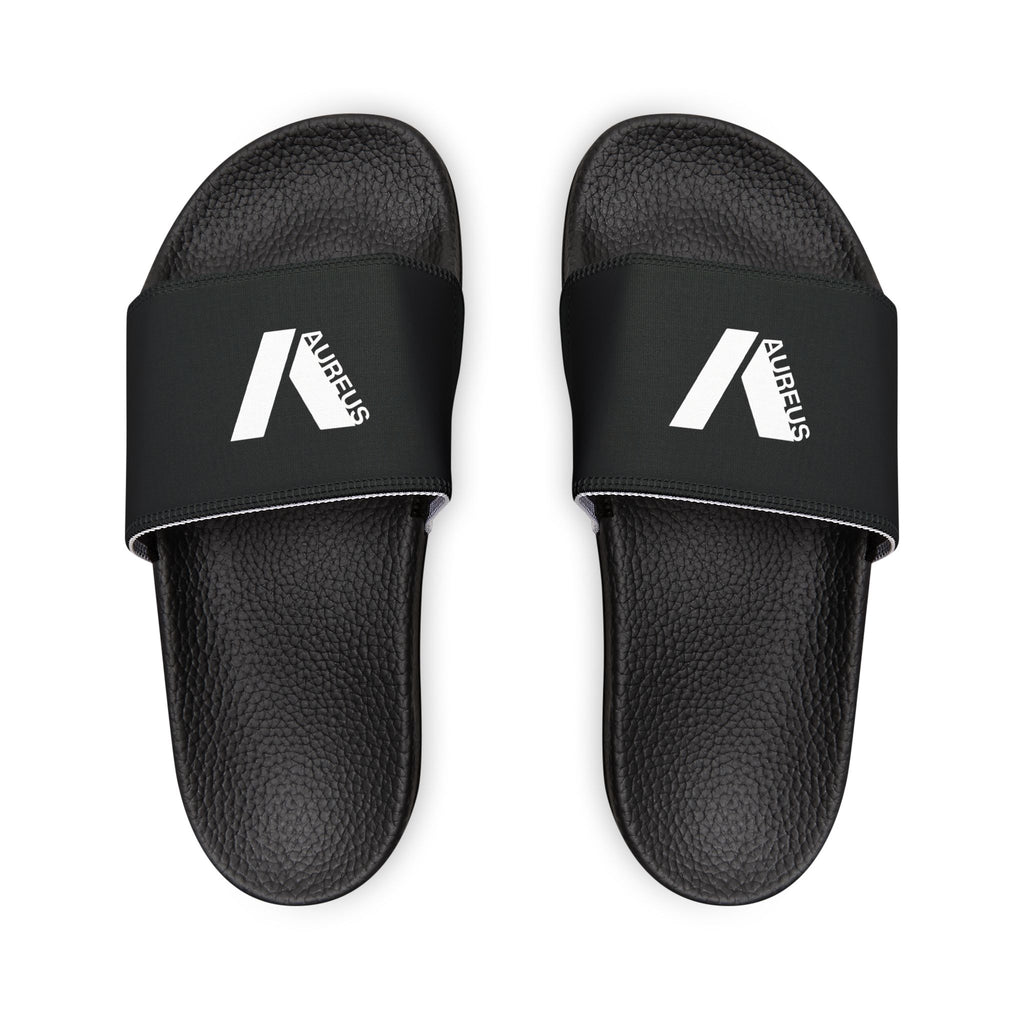 AUREUS | Men's Removable-Strap Slide Sandals, White/Black with Large Logo