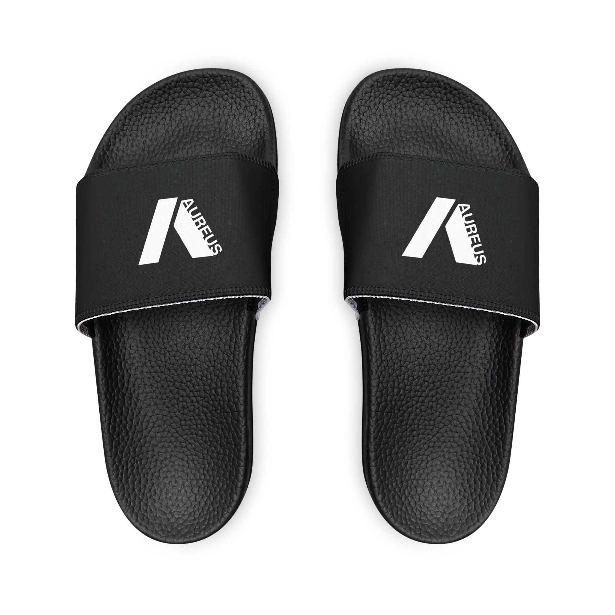 AUREUS | Men's Removable-Strap Slide Sandals, White/Black with Large Logo