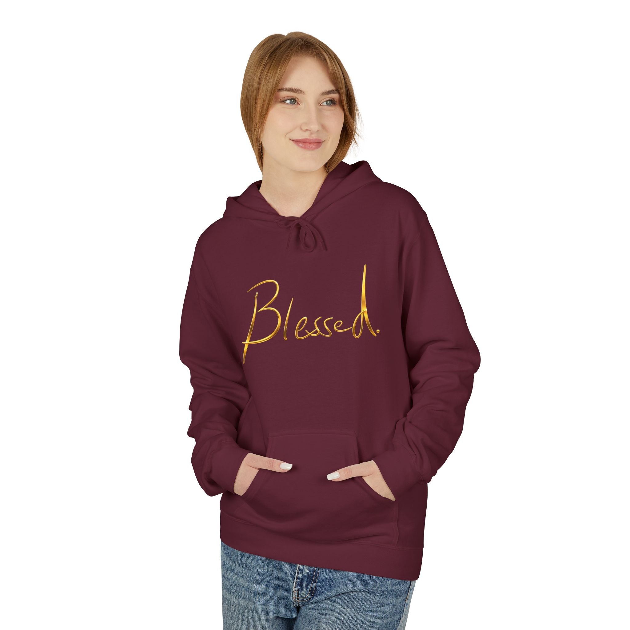 Blessed Hoodie — Minimal Gold Calligraphy Pullover