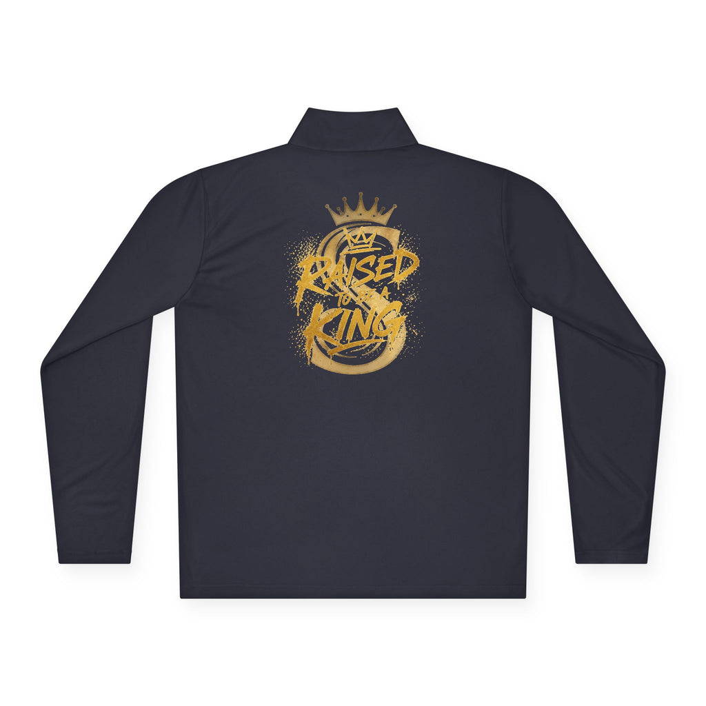 Quarter-Zip Pullover — Gold 'Raised King' Crown Graphic