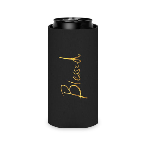 Blessed Can Cooler – Gold Script Insulated Soda & Beer Koozie