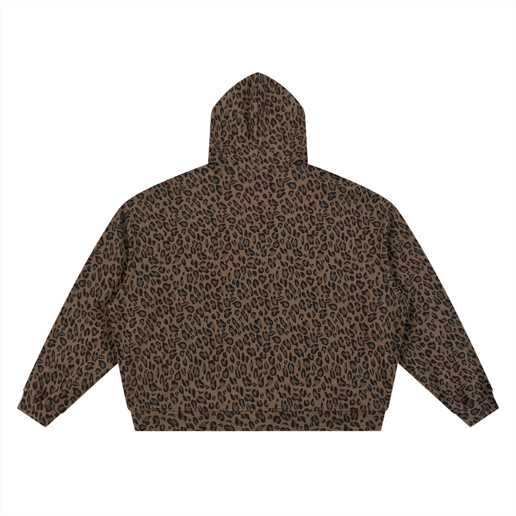 ELITE | Unisex Leopard Print Waffle Full Zip Hoodie