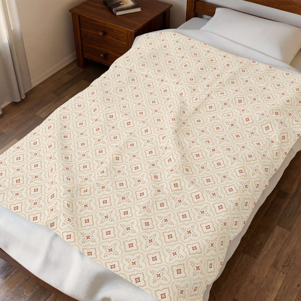DIMORA | Velveteen Plush Blanket - Red Diamonds