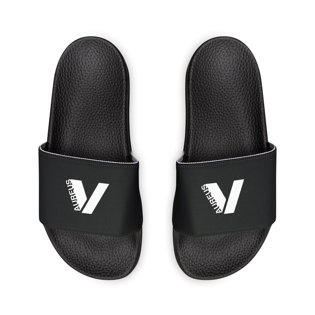 AUREUS | Men's Removable-Strap Slide Sandals, White/Black with Large Logo