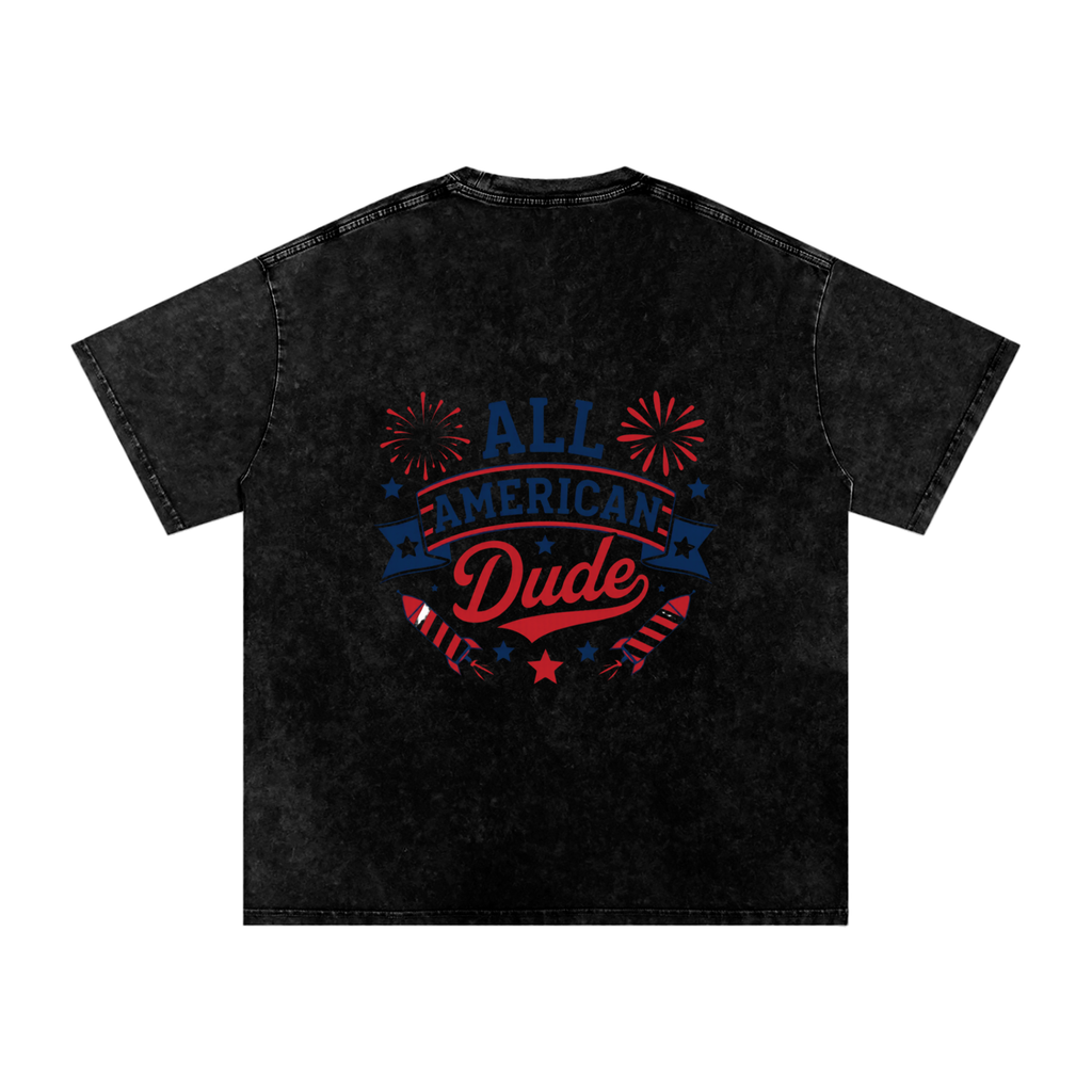 DOMINUS | Camiseta de Algodão Oversized All American Dude, com Lavagem Snow