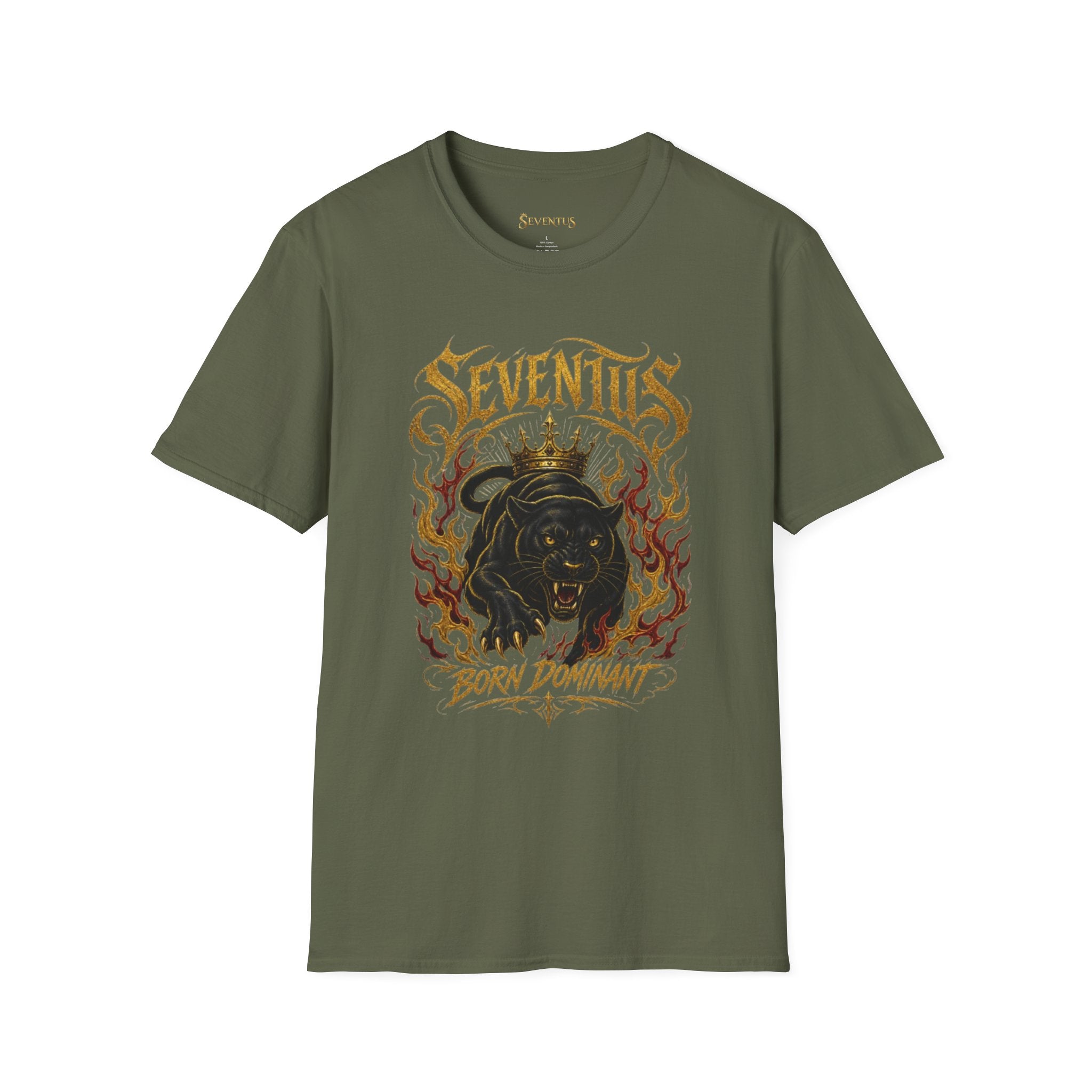 Seventus "Born Dominant" Flame Panther Graphic T-Shirt - Multicolor