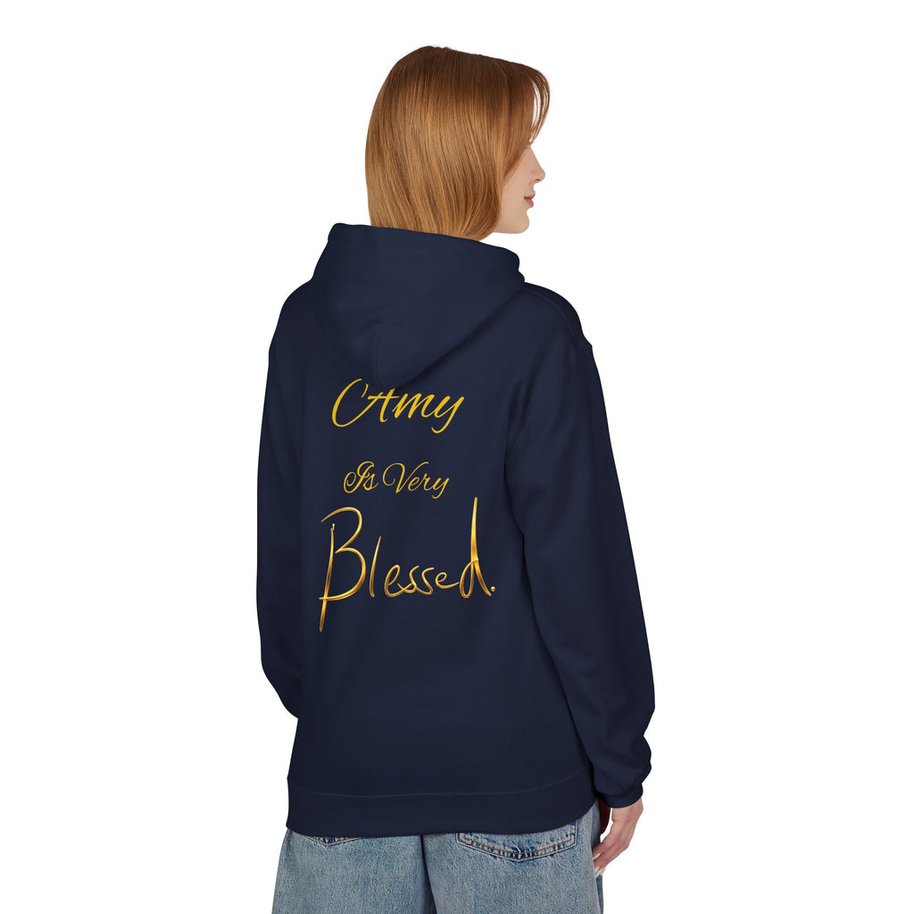 Blessed Hoodie — Minimal Gold Calligraphy Pullover (Personalized Name Option)