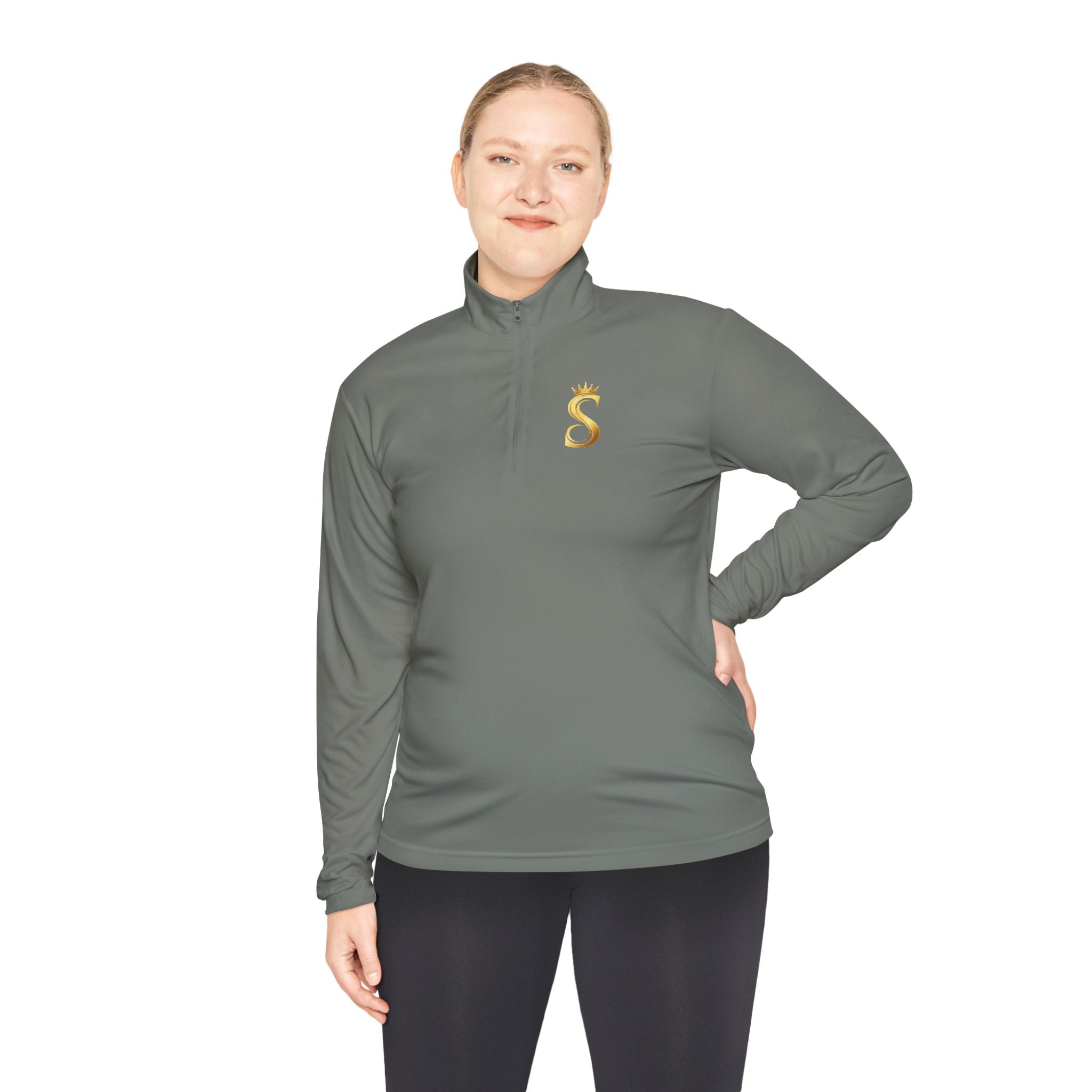 Quarter-Zip Pullover — Gold 'Raised King' Crown Graphic