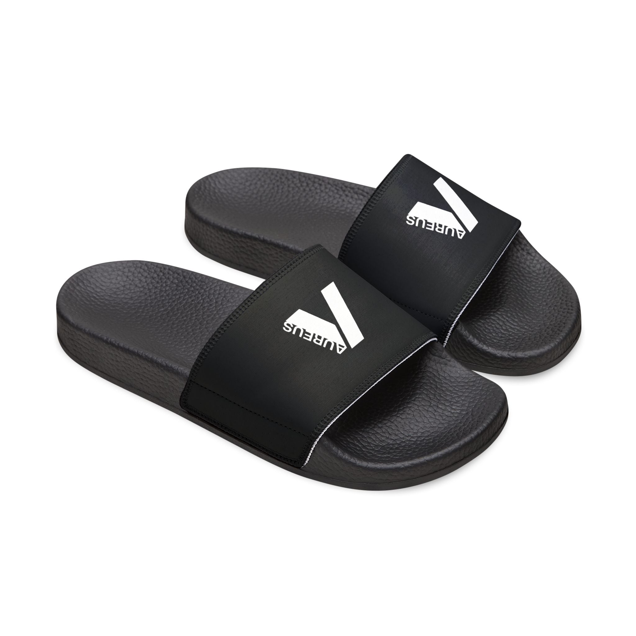 AUREUS | Men's Removable-Strap Slide Sandals, White/Black with Large Logo
