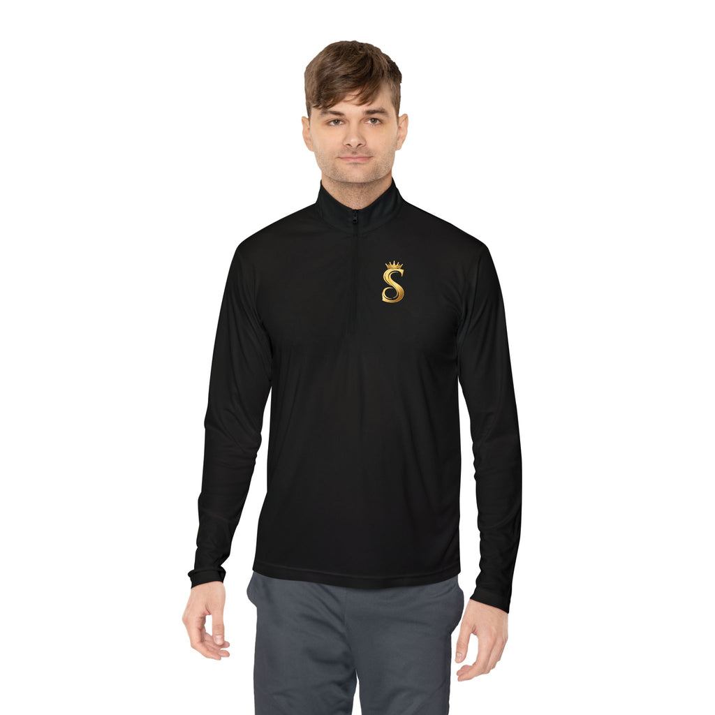 Quarter-Zip Pullover — Gold 'Raised King' Crown Graphic