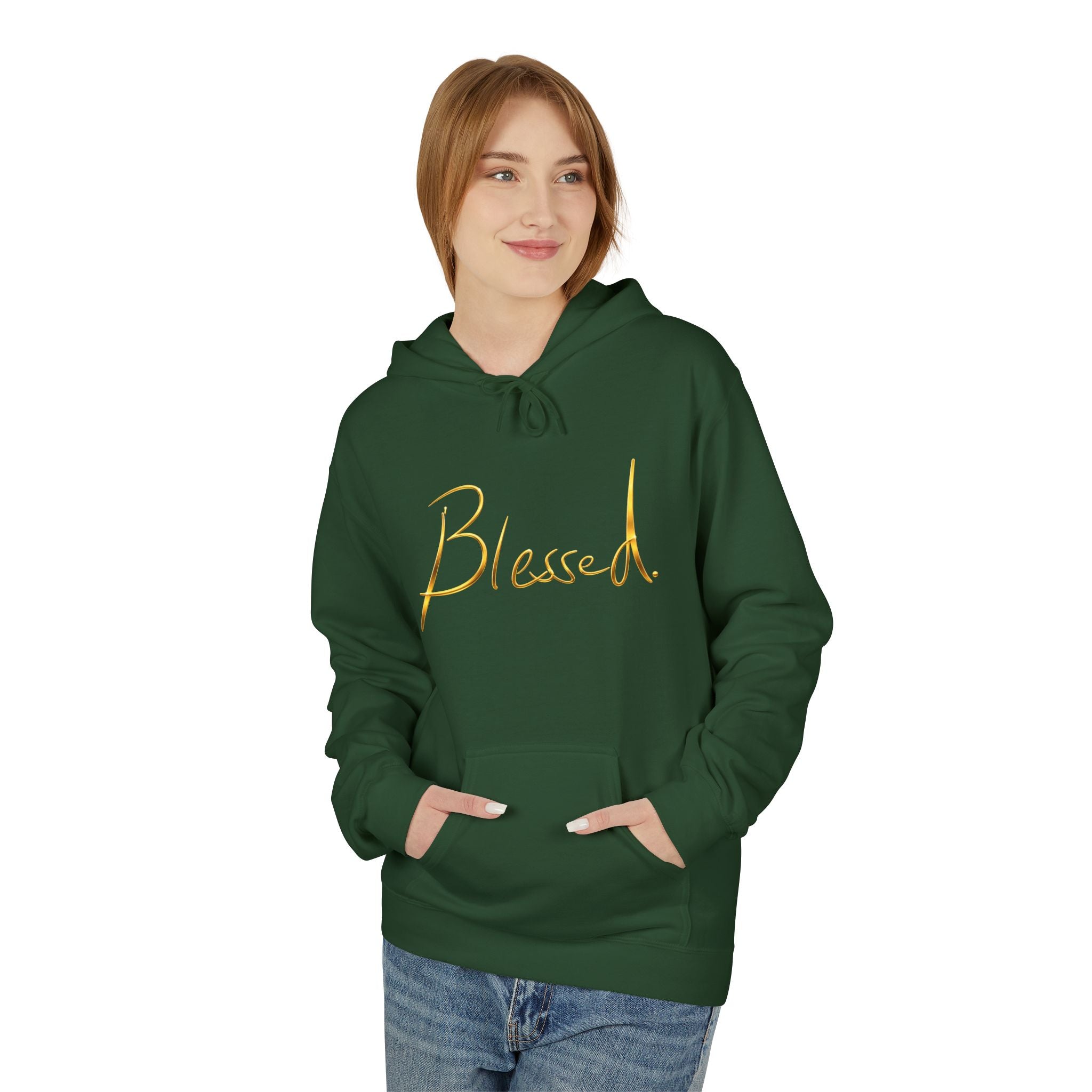 Blessed Hoodie — Minimal Gold Calligraphy Pullover (Personalized Name Option)