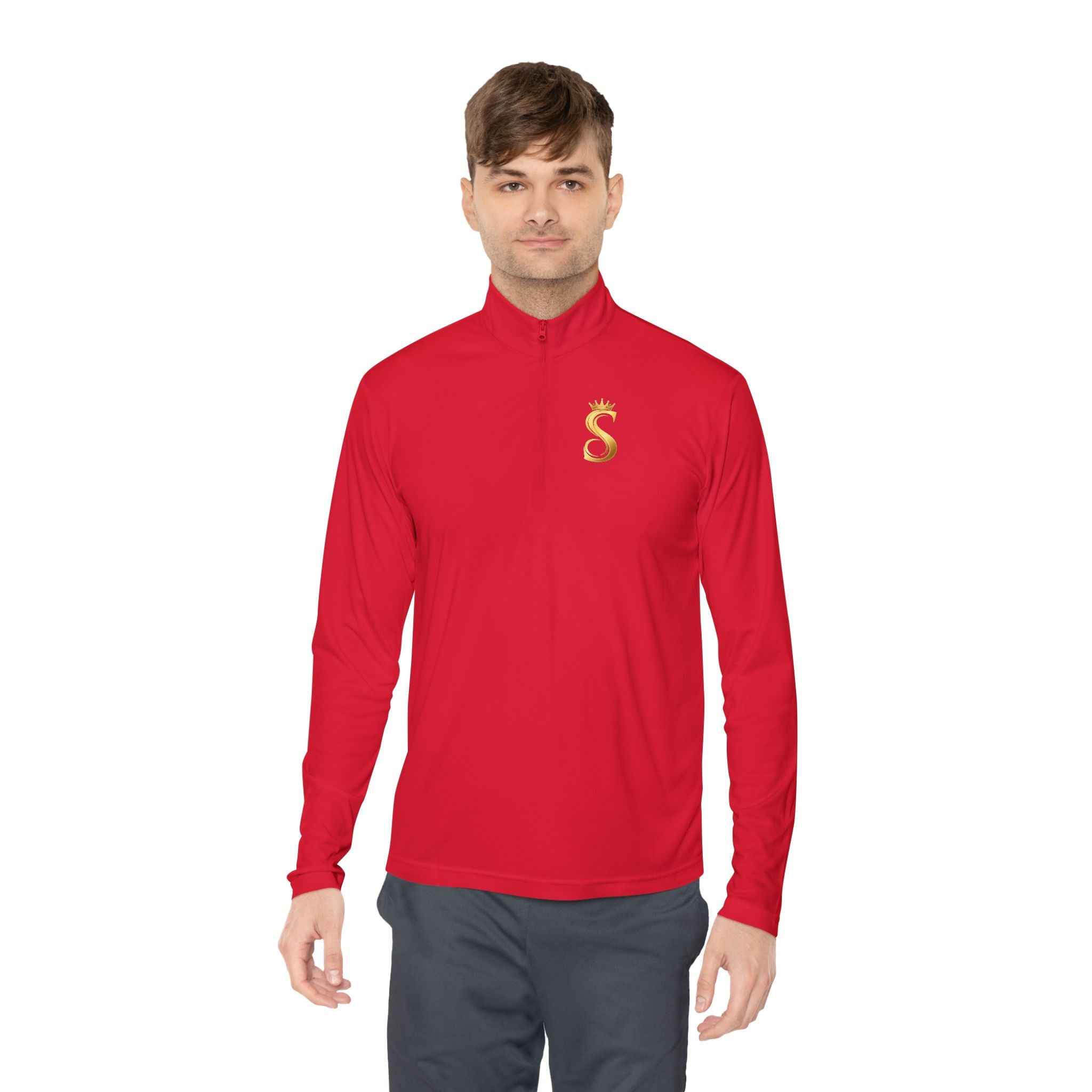 Quarter-Zip Pullover — Gold 'Raised King' Crown Graphic