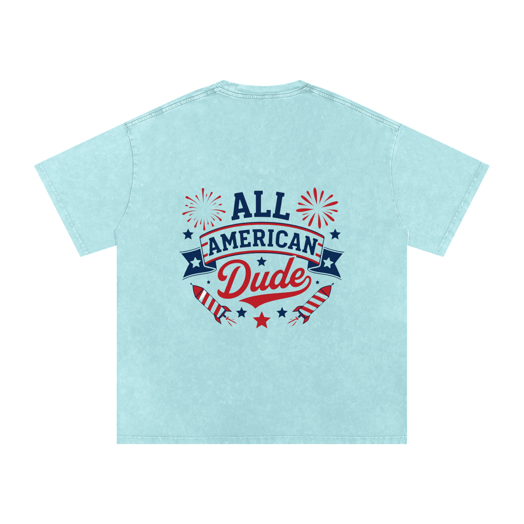 DOMINUS | Camiseta de Algodão Oversized All American Dude, com Lavagem Snow